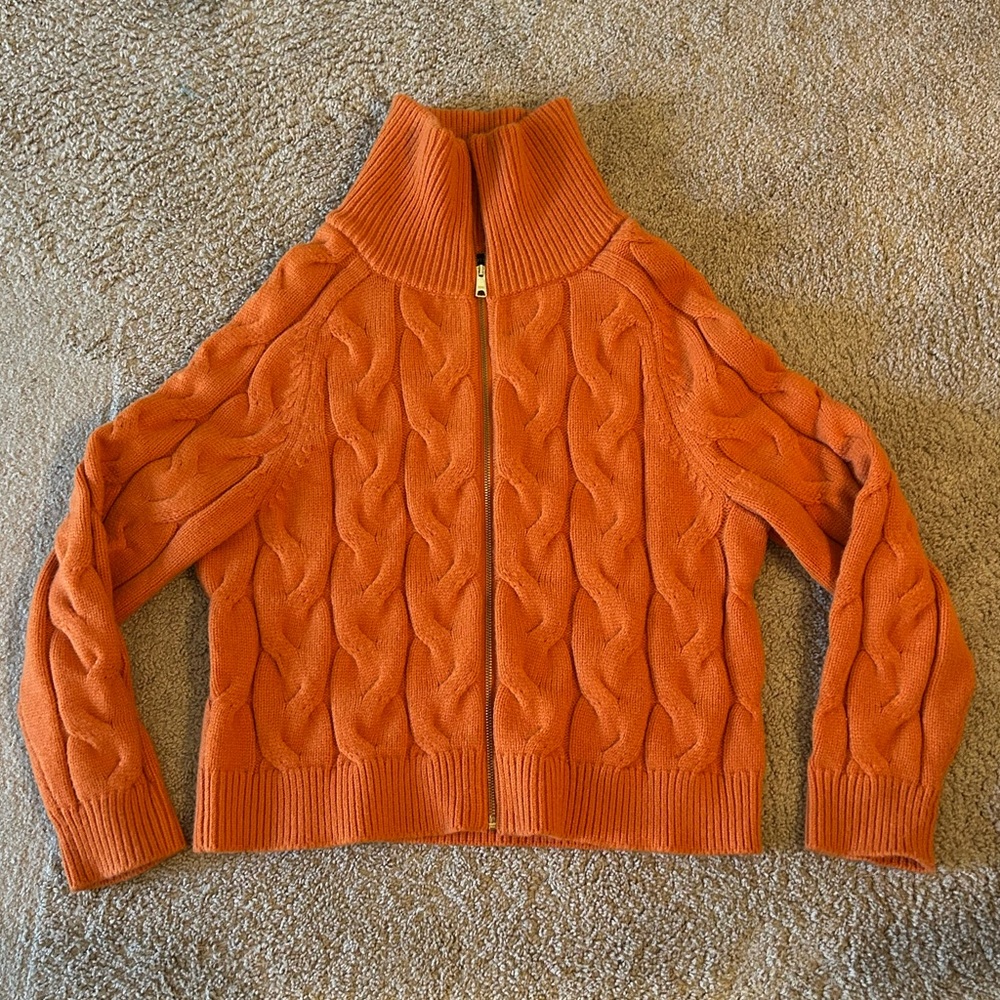 Talbots Cable Knit Zip Up Sweater